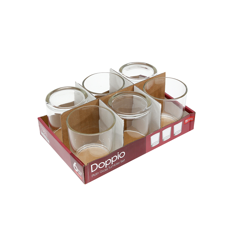 Doppio Glass Tumbler 7.5 Oz Set 6pcs - Plain
