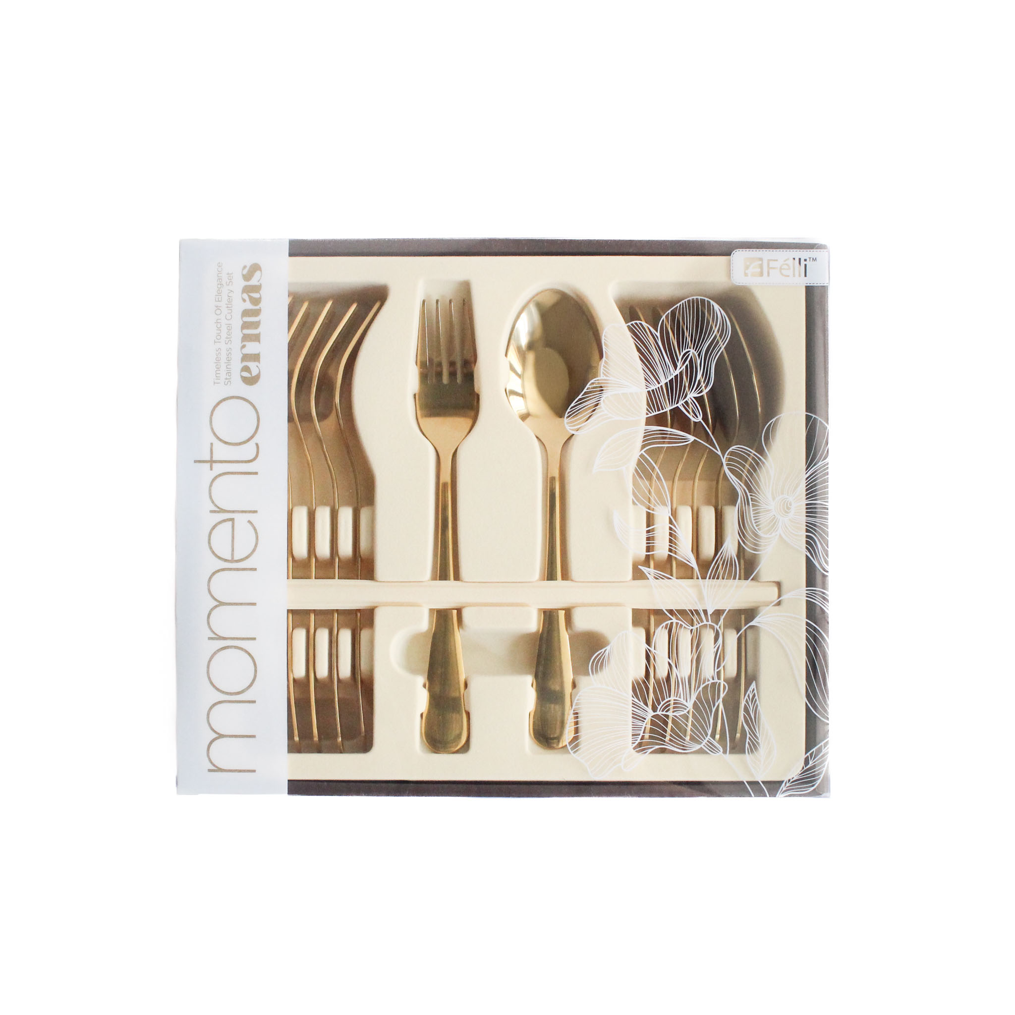 Arezzo Gold Cutlery Set 12pcs - Momento Ermas