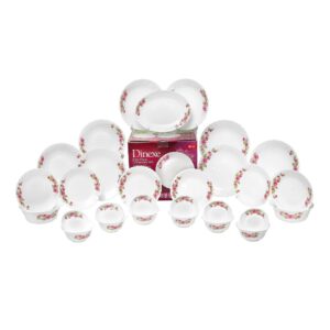 Dinexe Opal Glass Dinnerware Set 24pcs - Wavy Camellia Bloom