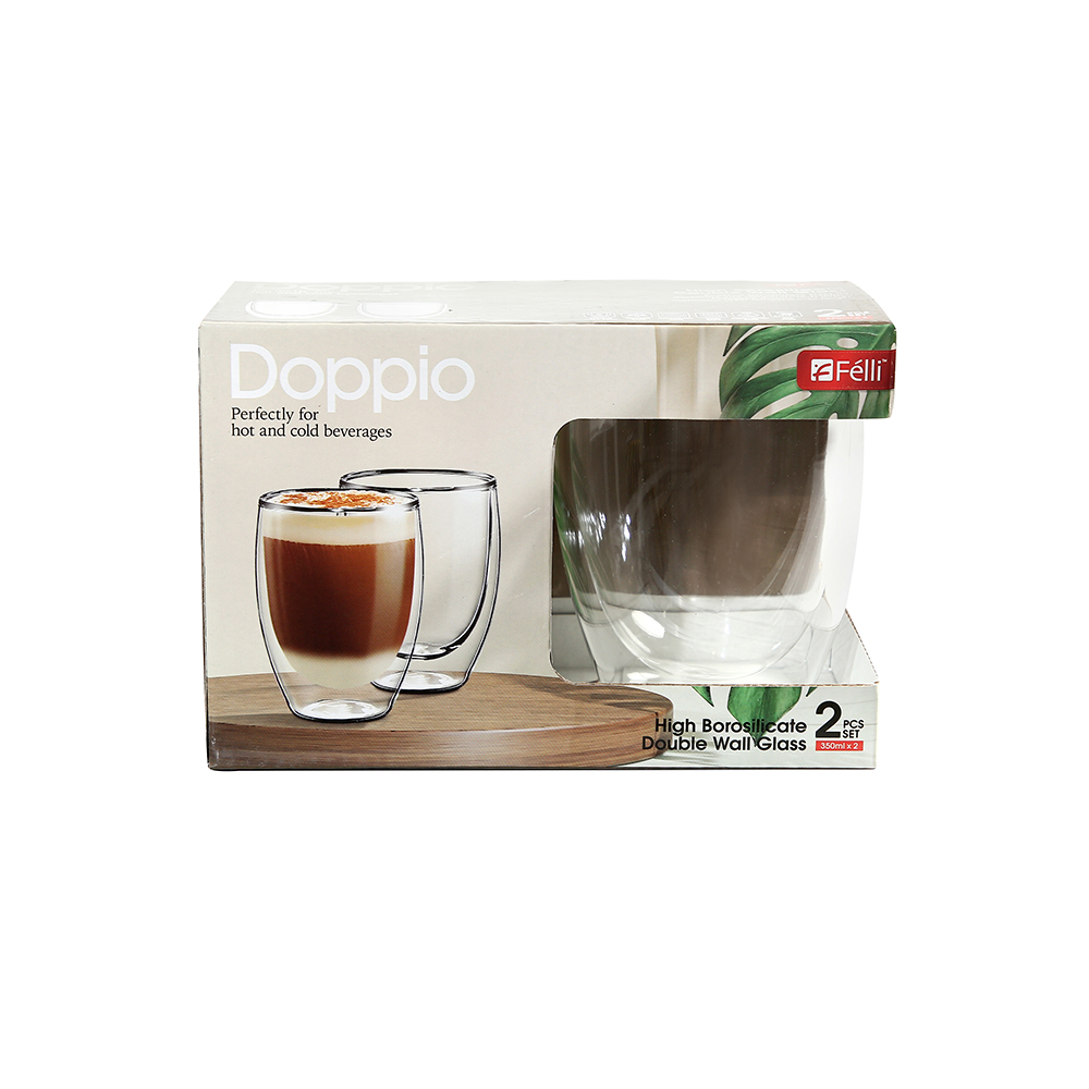 Doppio High Borosilicate Double Wall Glass 350ml Set 2pcs