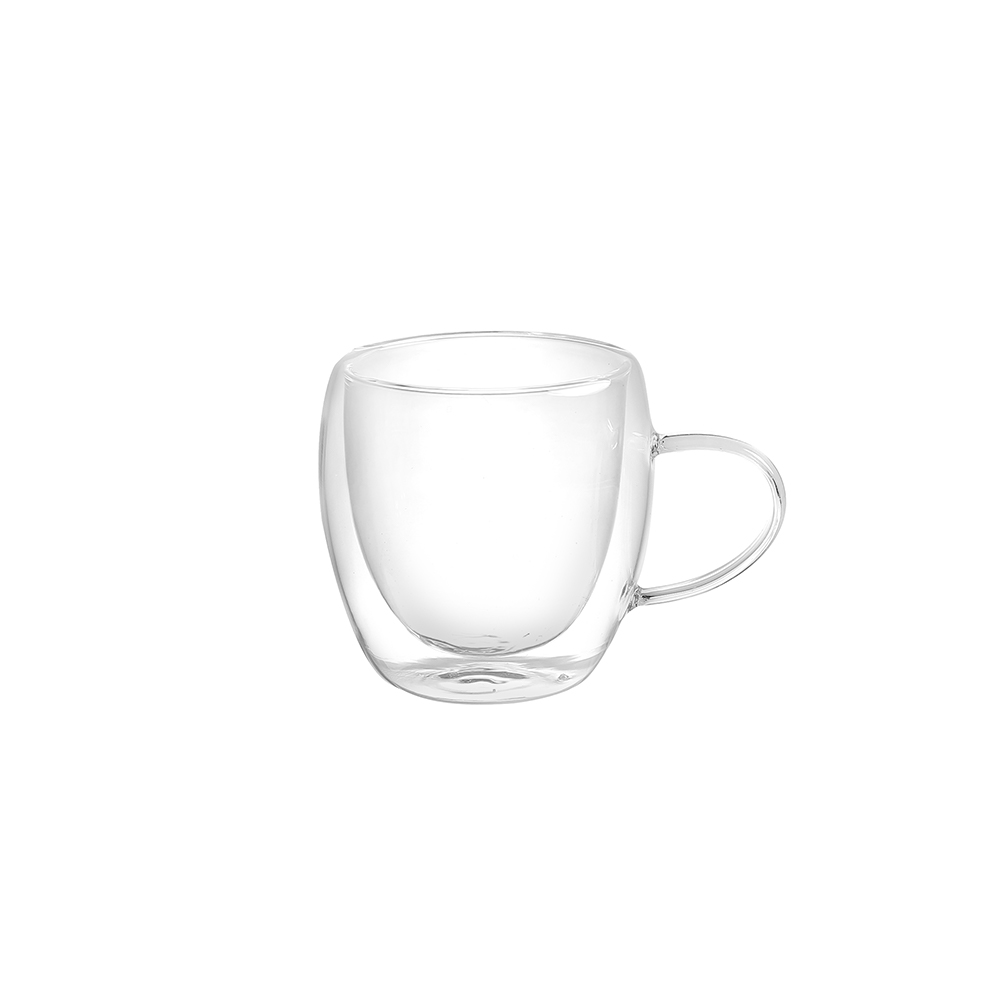 Doppio High Borosilicate Double Wall Glass With Handle 250ml Set 2pcs