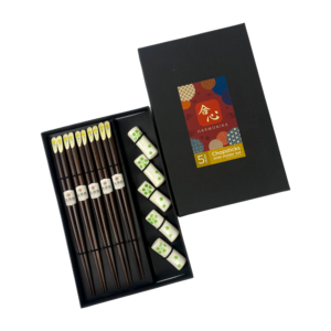 Harmonika Wooden Chopstick With Rest Set 5 Pairs - Tropical