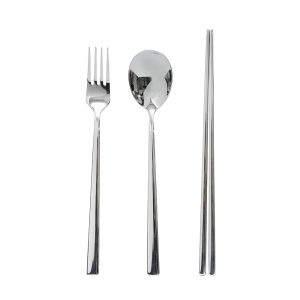 Korean Long Spoon, Fork & Chopstick Set 3pcs