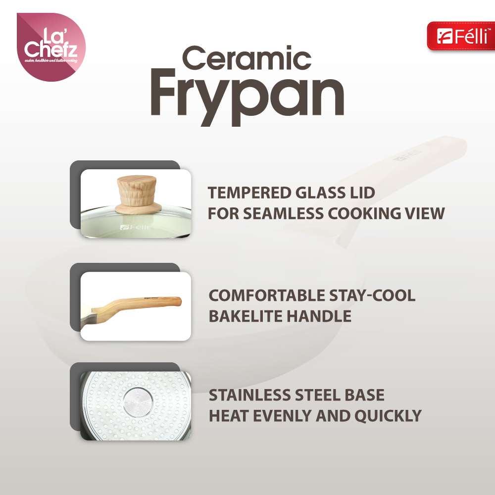 La' Chefz Ceramic Frypan 24cm - Larva Grey