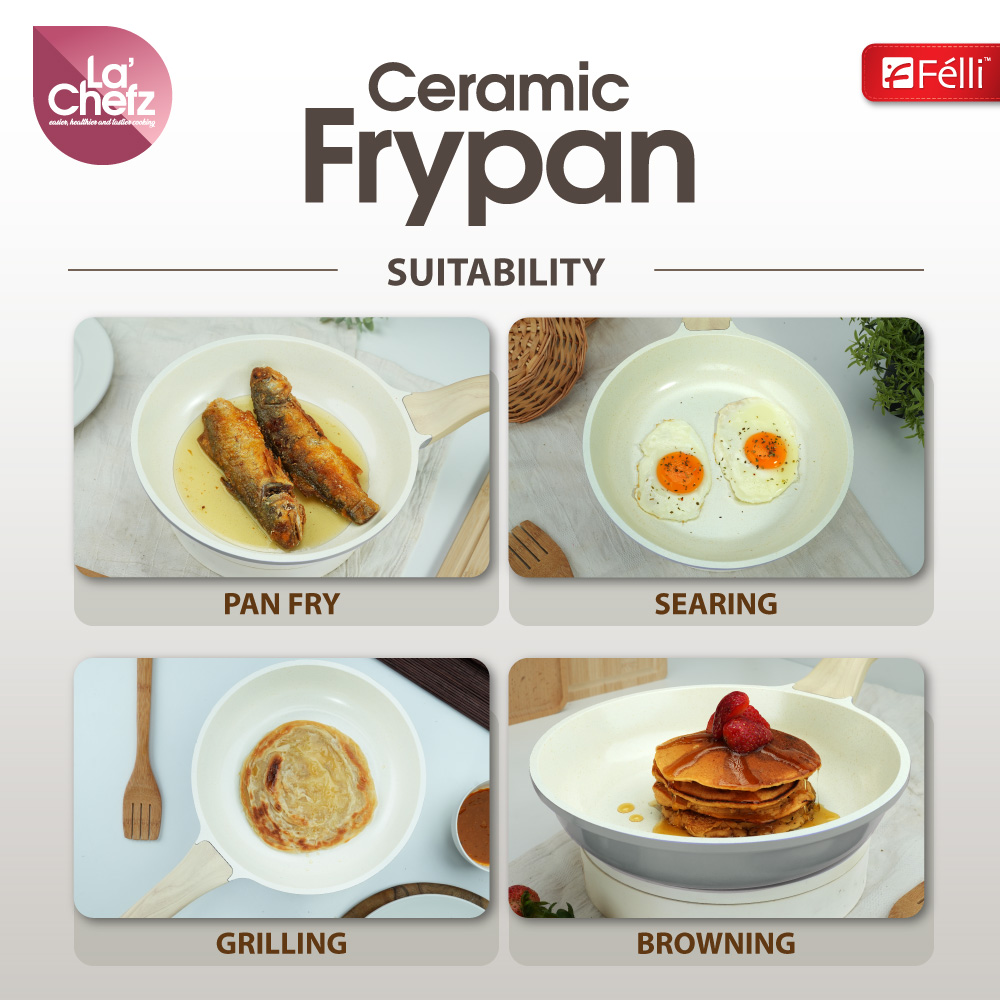 La' Chefz Ceramic Frypan 24cm - Larva Grey