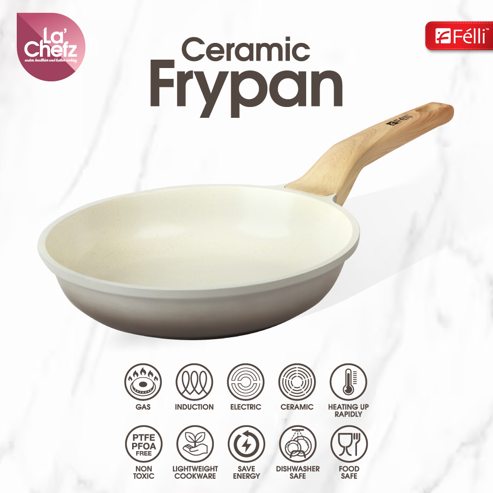 La' Chefz Ceramic Frypan 24cm - Larva Grey