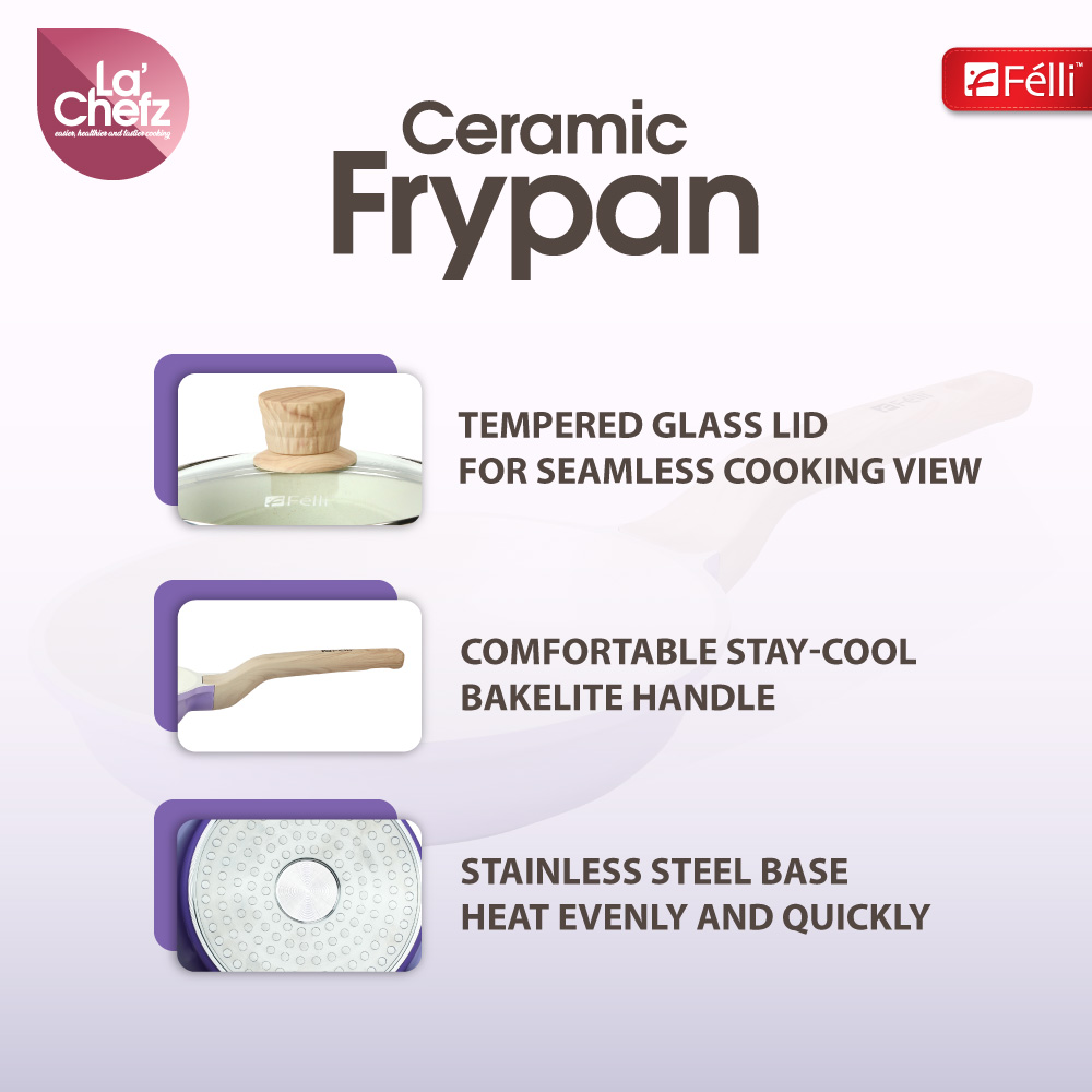 La' Chefz Ceramic Frypan 24cm - Indigo Purple