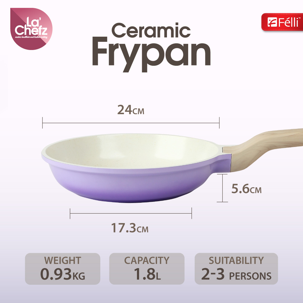 La' Chefz Ceramic Frypan 24cm - Indigo Purple