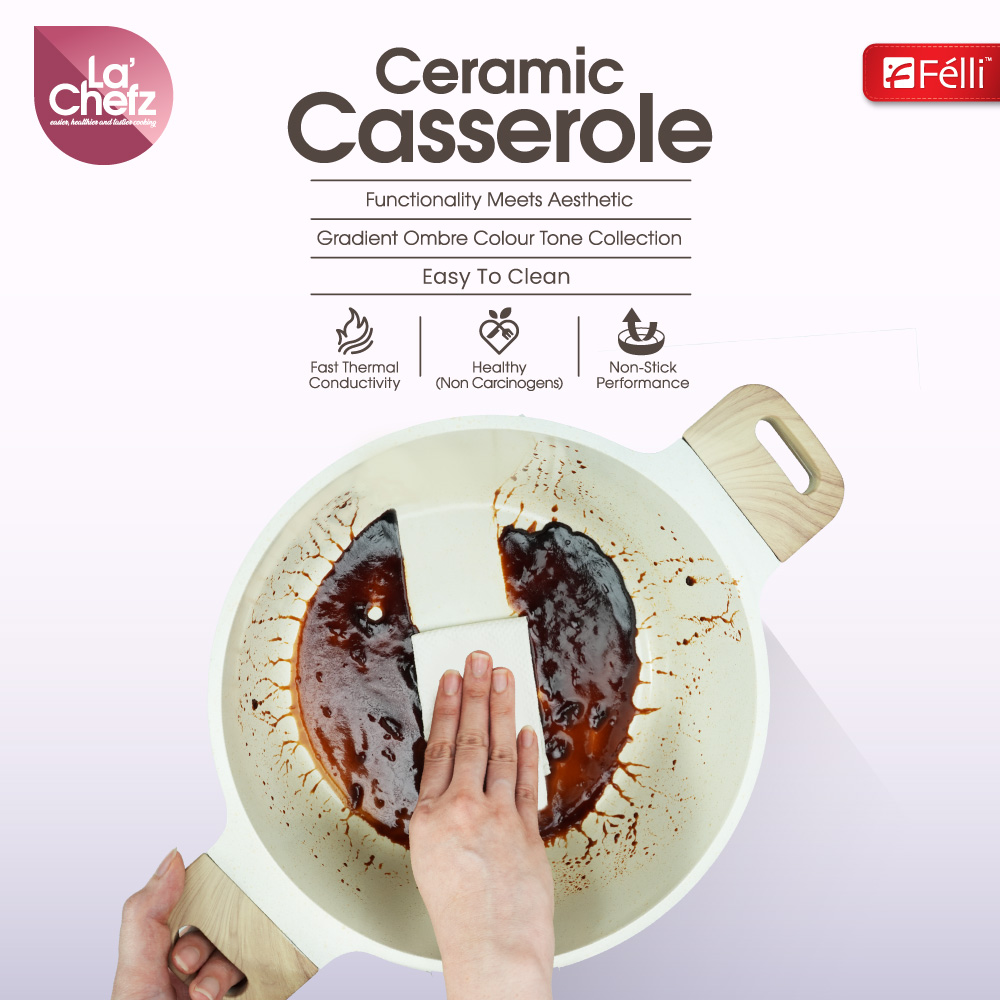 La' Chefz Ceramic Casserole With Lid 24cm - Indigo Purple