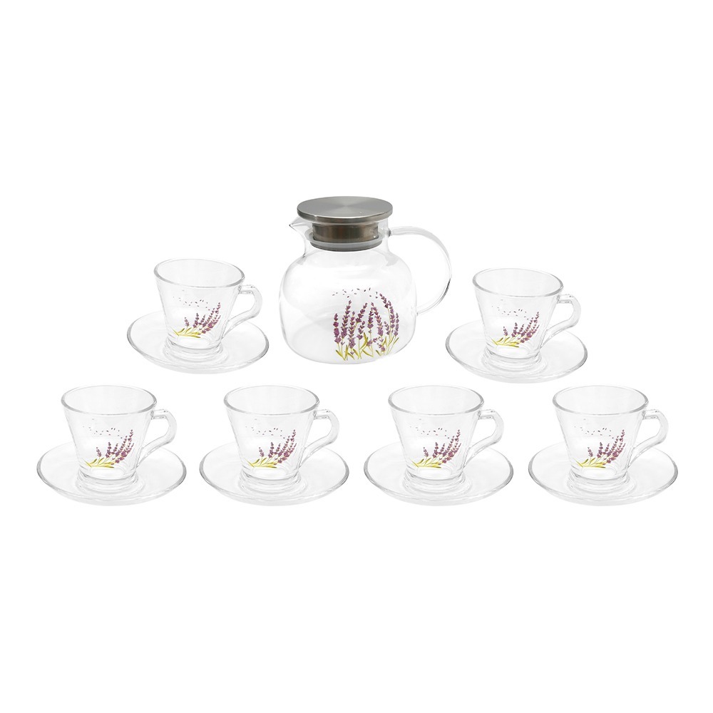 Doppio High Borosilicate Teapot and Cup Set 13pcs - Lavender