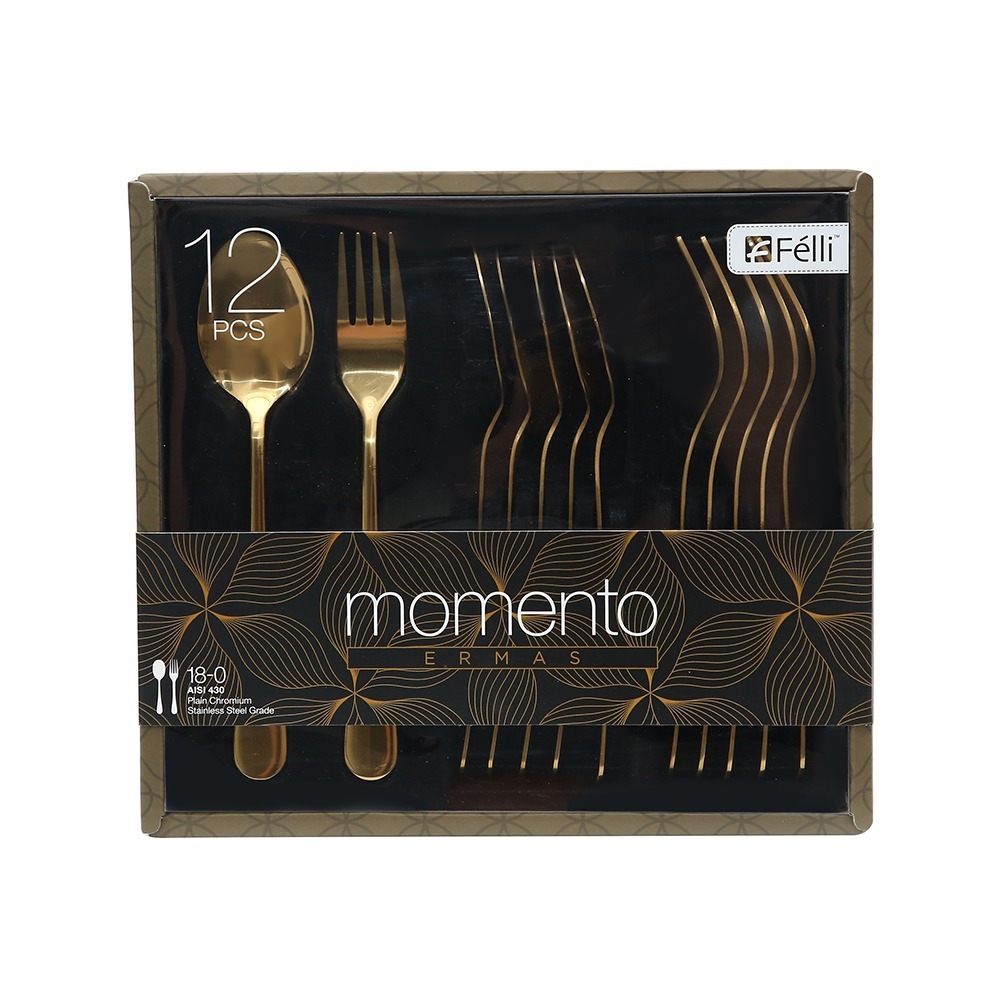 Arezzo Gold Cutlery Set 12pcs - Momento Ermas