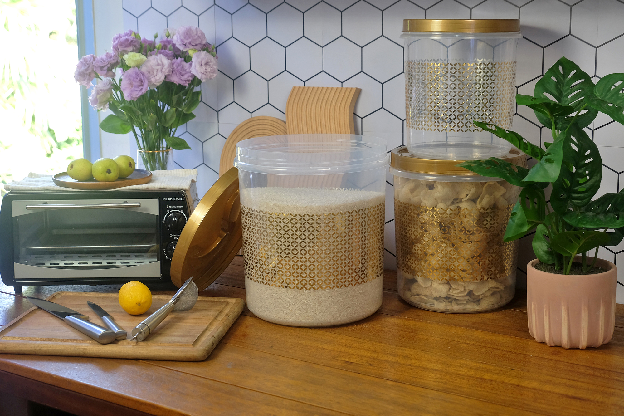 Jumbo Air Tight Canister Set 6pcs - Balang Raya Emas