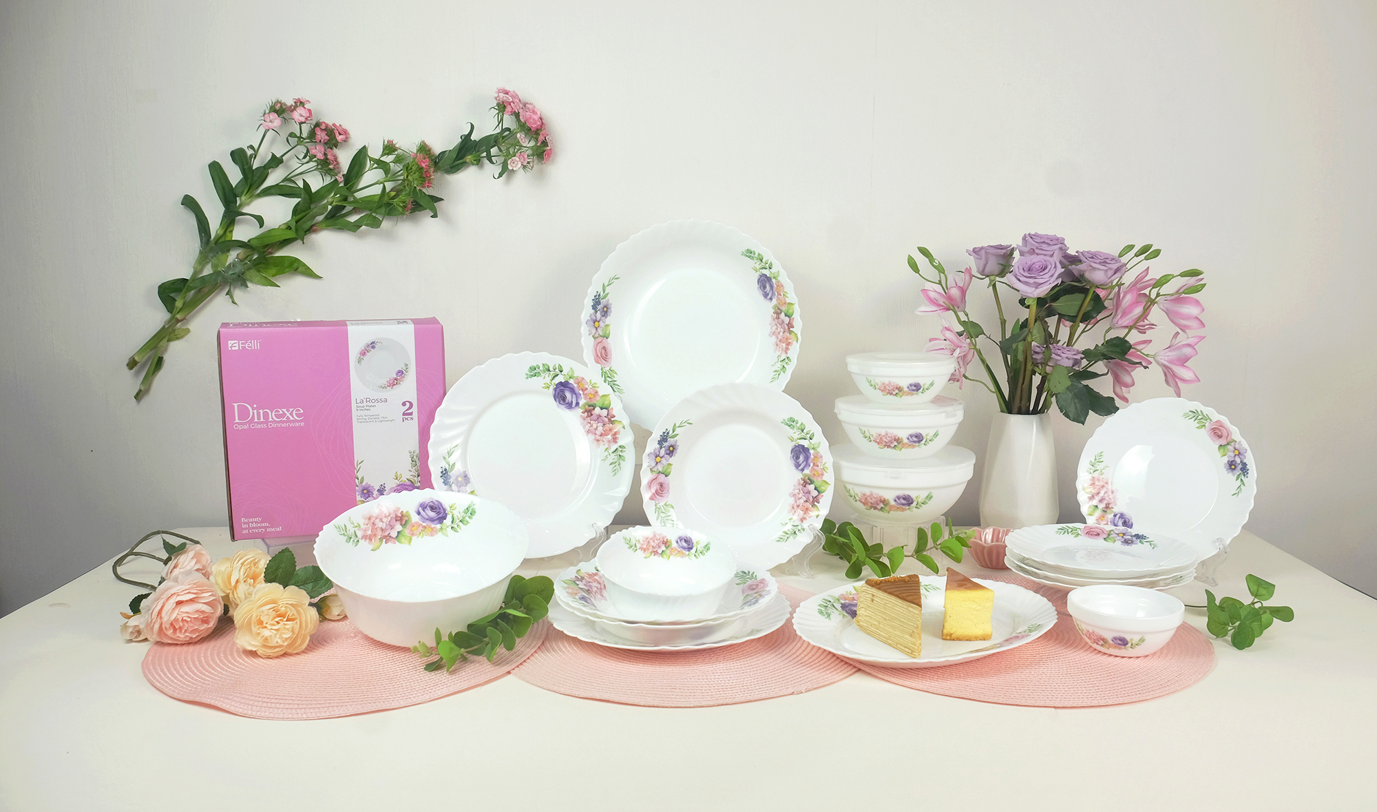 Dinexe Opal Glass Dinnerware Set 24pcs - La' Rossa