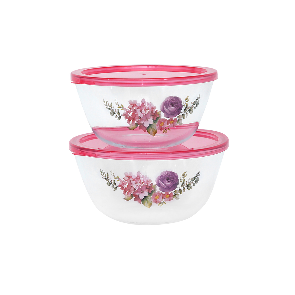 Ecolock High Borosilicate Glass Round Bowl with Lid Set 4pcs - La' Rossa