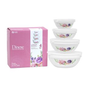 Dinexe Opal Glass Bowl With Lid 4pcs - La' Rossa