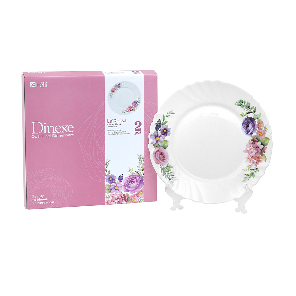 Dinexe Opal Glass Dinner Plate 10" Set 2pcs - La' Rossa