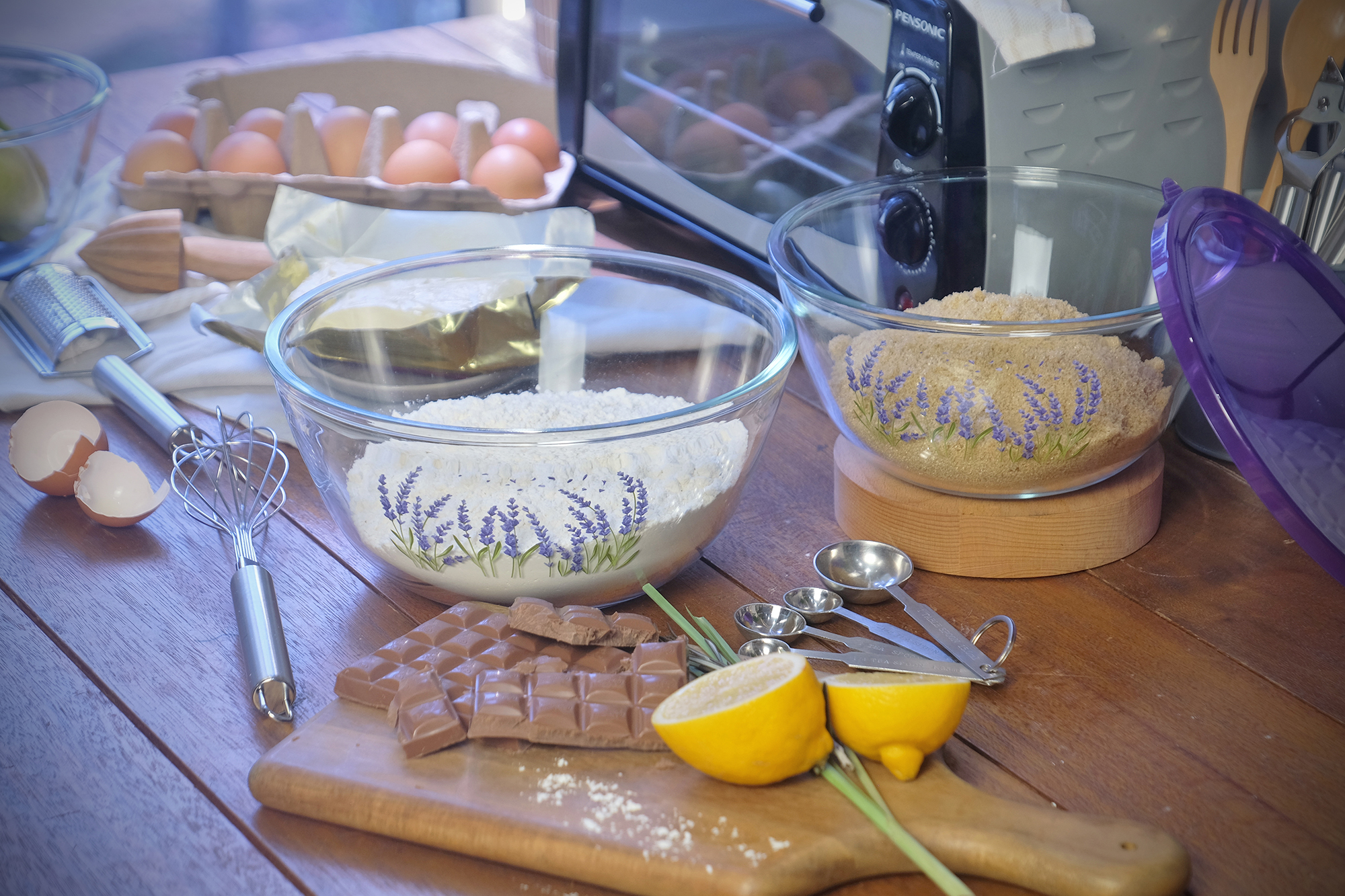 Ecolock High Borosilicate Glass Round Bowl with Lid Set 2pcs - Lavender