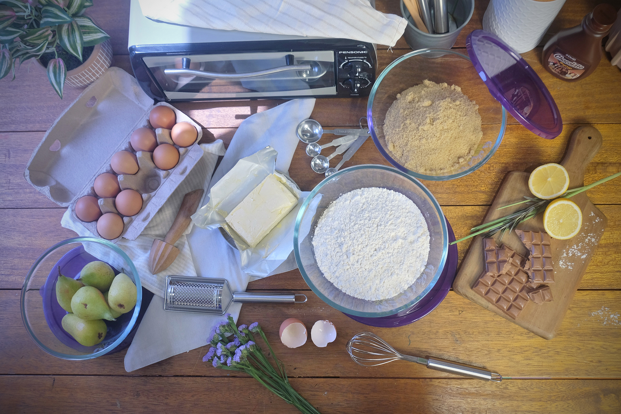 Ecolock High Borosilicate Glass Round Bowl with Lid Set 4pcs - Lavender