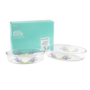 Ecolock High Borosilicate Glass Oval Baking Dish Set 2pcs - Lavender