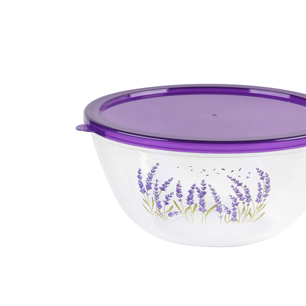 Ecolock High Borosilicate Glass Round Bowl with Lid Set 4pcs - Lavender