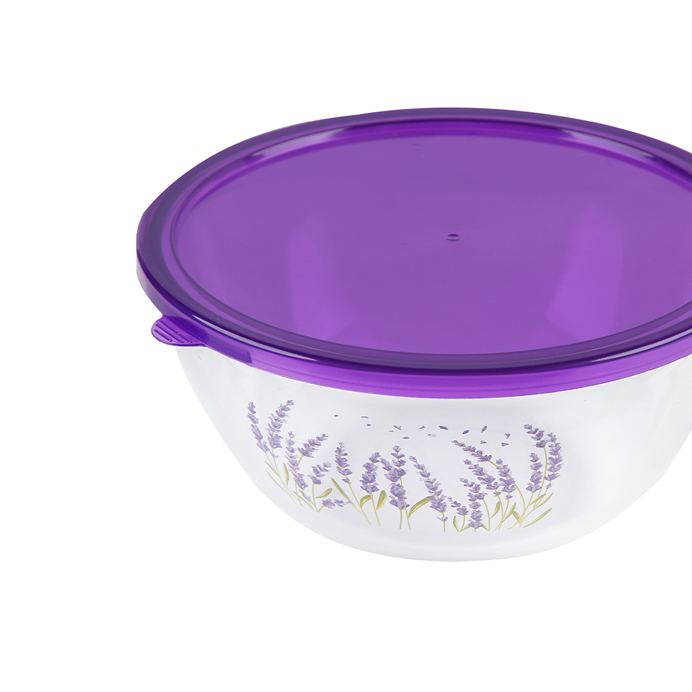 Ecolock High Borosilicate Glass Round Bowl with Lid Set 2pcs - Lavender