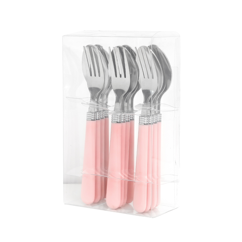 Colour Handle Cutlery Set 12pcs - Pink