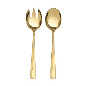 Curve Gold Serving Salad Spoon & Fork (2pcs)