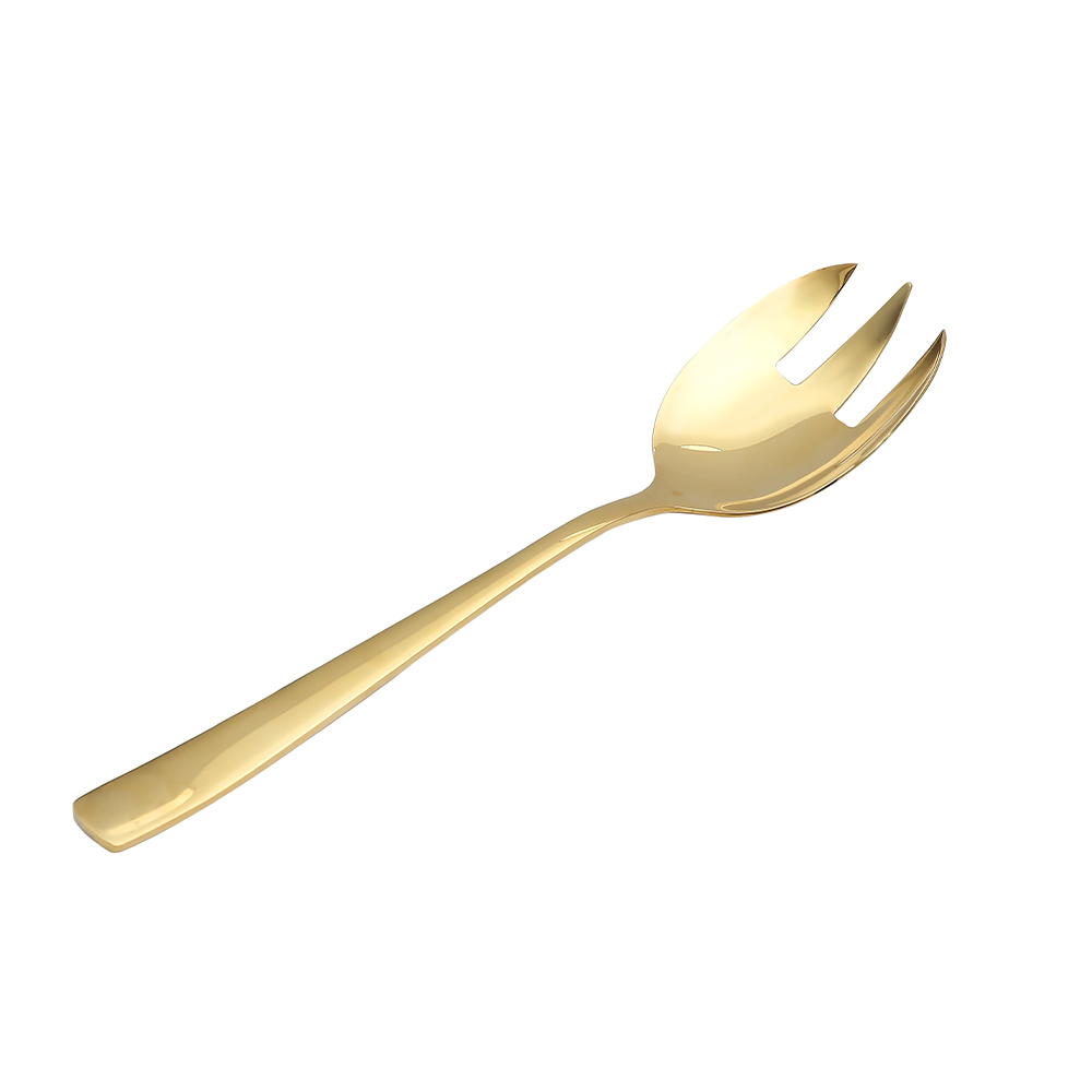 Curve Gold Serving Salad Spoon & Fork (2pcs)