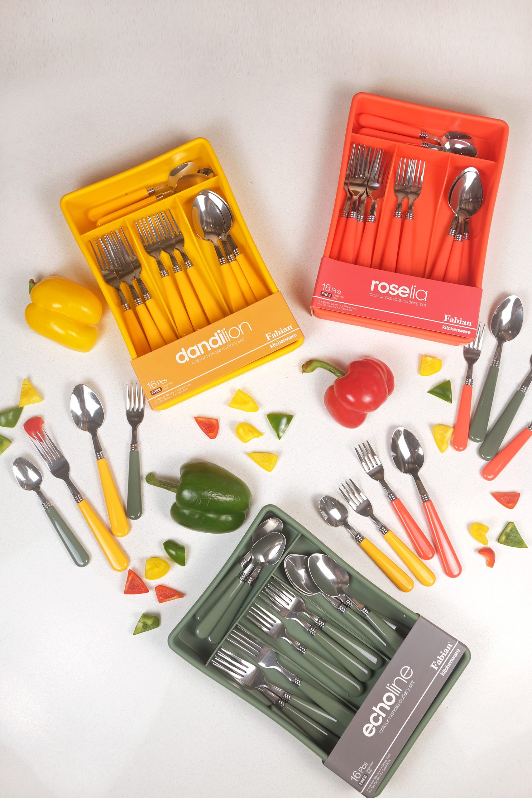 Colour Plastic Handle Echoline Cutlery Set 16pcs -Green