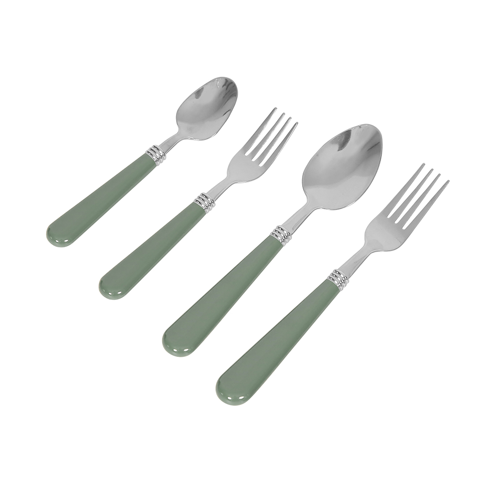 Colour Plastic Handle Echoline Cutlery Set 16pcs -Green