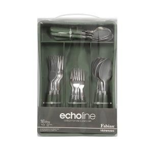 Colour Plastic Handle Echoline Cutlery Set 16pcs -Green