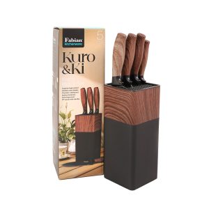 Fabian Kuro & Ki Knife Block Set 5pcs - Dark Brown