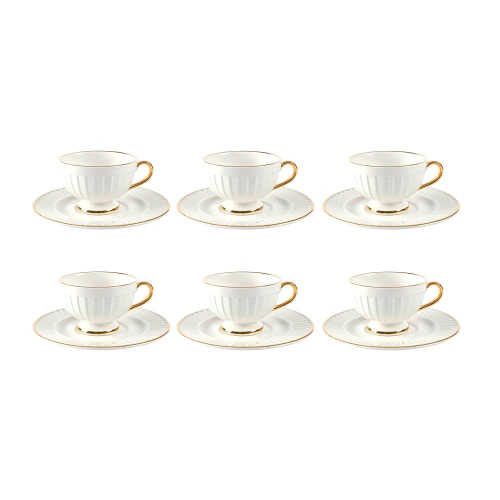 Drape Gold Teapot and Cup & Saucer Set 13pcs