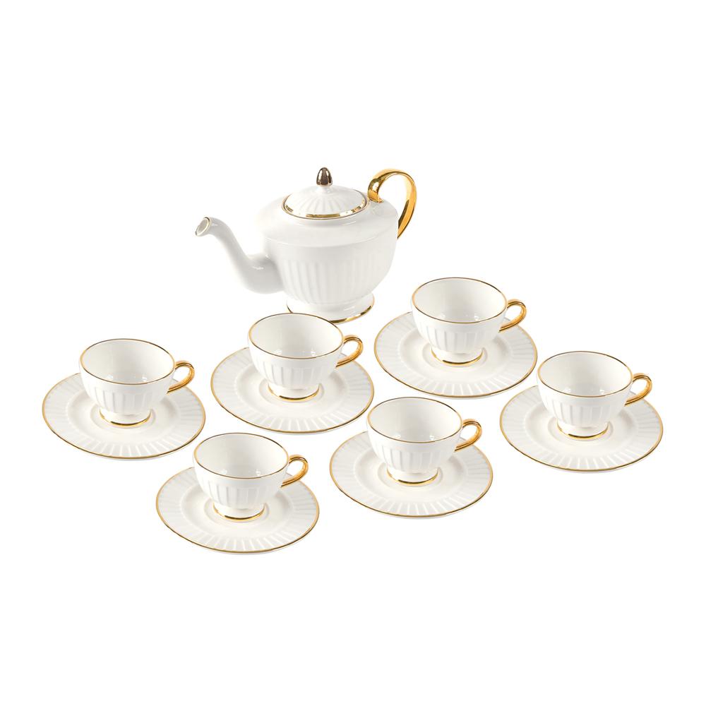 Drape Gold Teapot and Cup & Saucer Set 13pcs