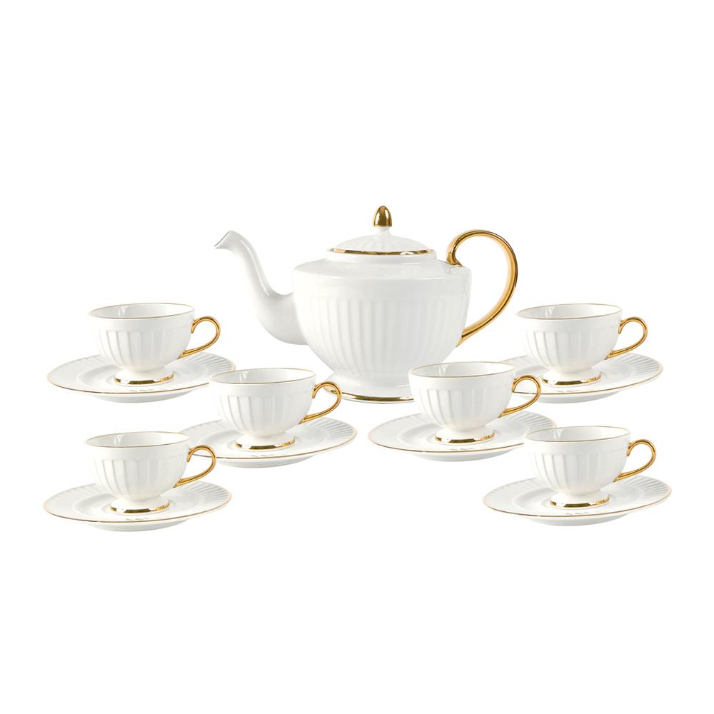 Drape Gold Teapot and Cup & Saucer Set 13pcs