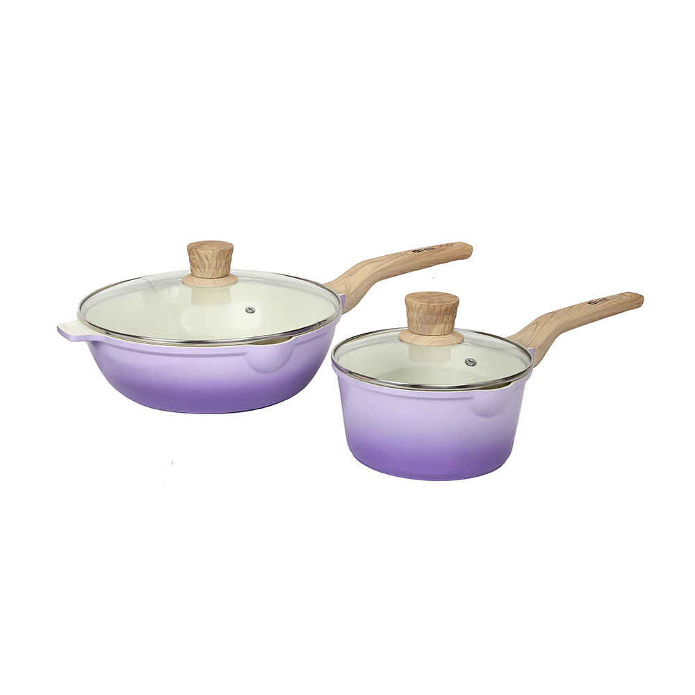 La' Chefz Ceramic Set Cookware (6 Pcs) - Indigo Purple (With Free Gift)