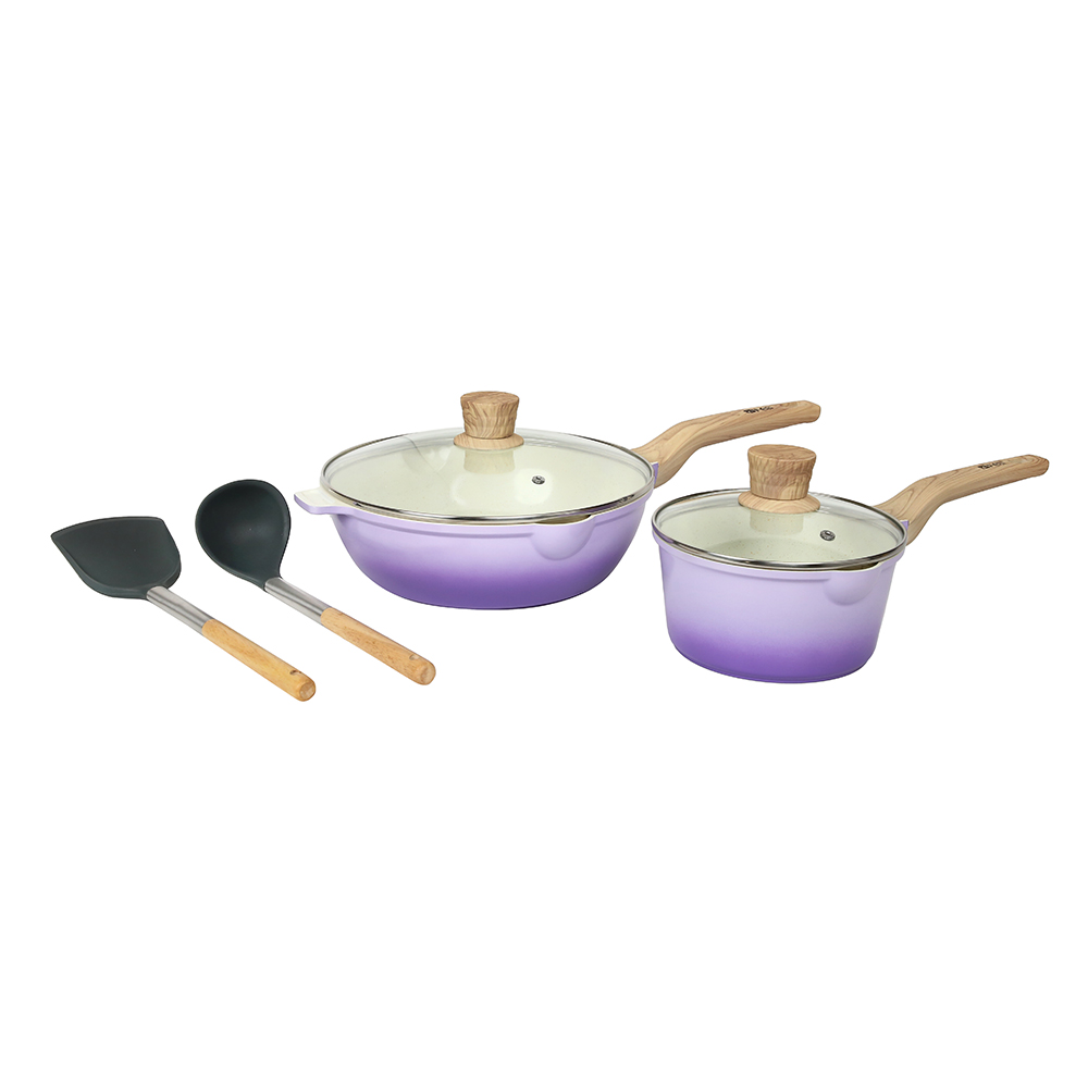 La' Chefz Ceramic Set Cookware (6 Pcs) - Indigo Purple (With Free Gift)