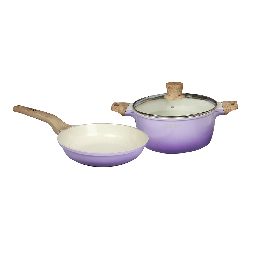 La' Chefz Ceramic Set Cookware (5 Pcs) - Indigo Purple (With Free Gift)