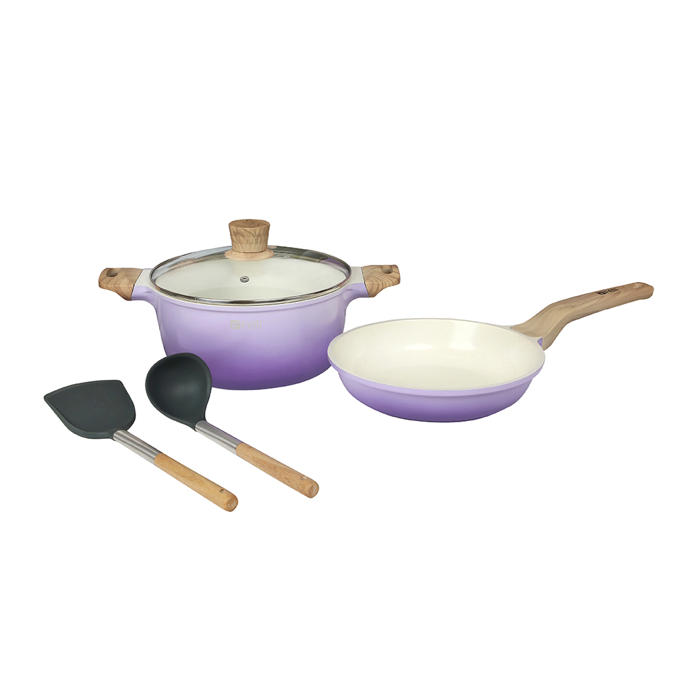 La' Chefz Ceramic Set Cookware (5 Pcs) - Indigo Purple (With Free Gift)