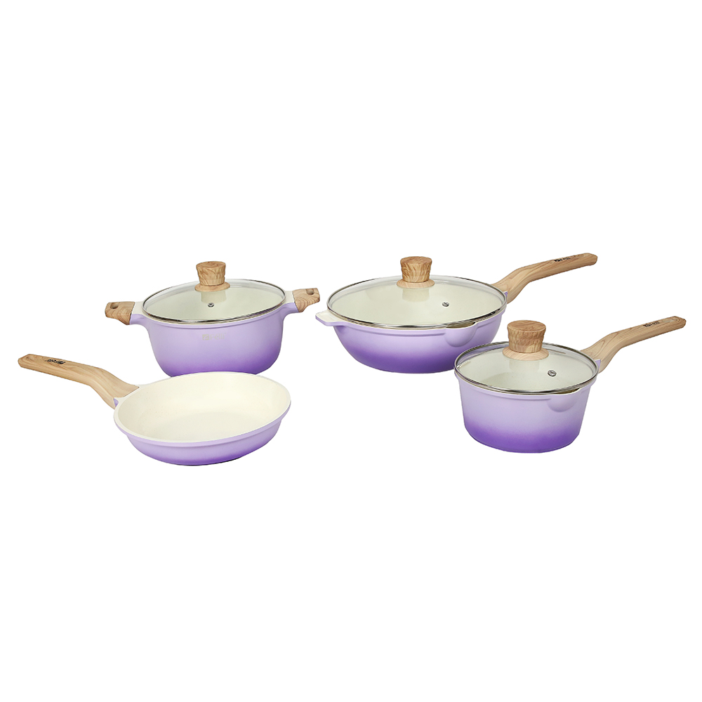 La' Chefz Ceramic Set Cookware (9 Pcs) - Indigo Purple (With Free Gift)