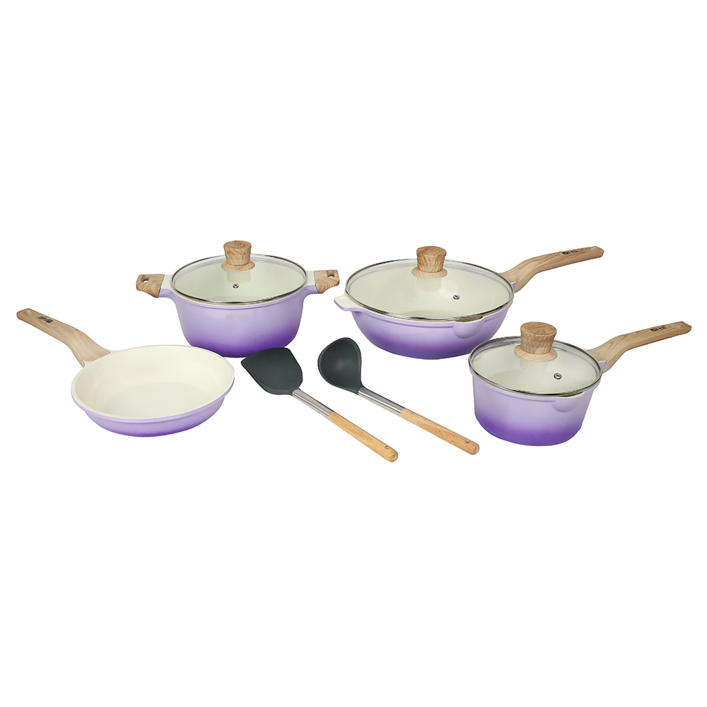 La' Chefz Ceramic Set Cookware (9 Pcs) - Indigo Purple (With Free Gift)
