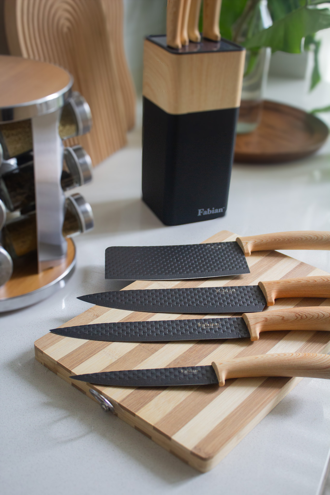 Fabian Kuro & Ki Knife Block Set 5pcs - Light Brown