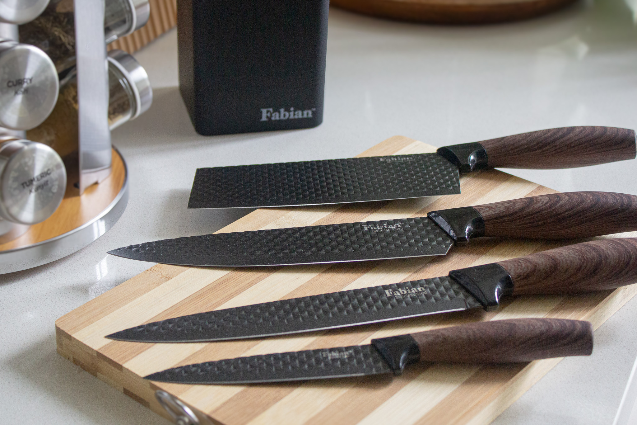 Fabian Kuro & Ki Knife Block Set 5pcs - Dark Brown