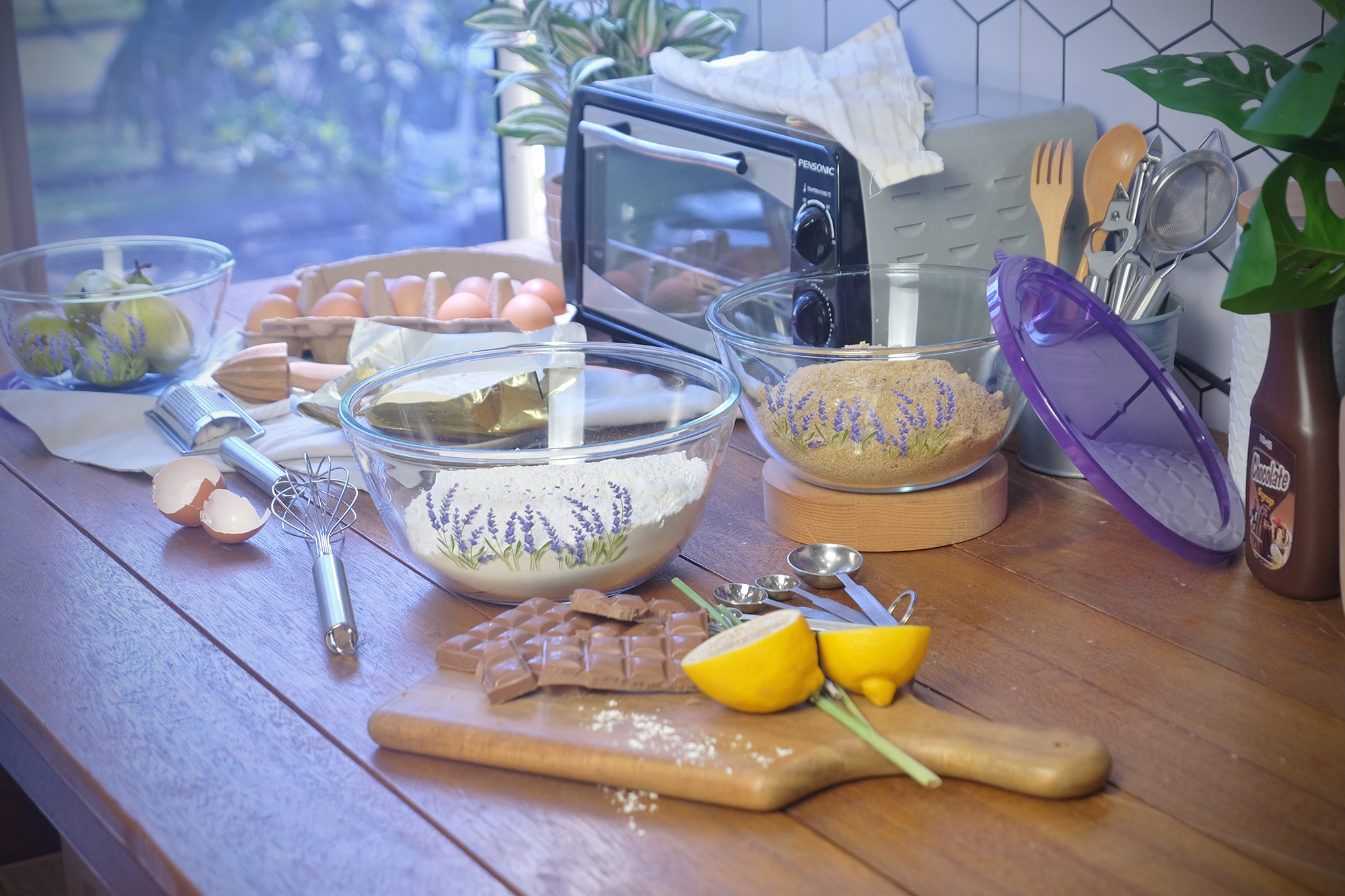 Ecolock High Borosilicate Glass Round Bowl with Lid Set 6pcs - Lavender