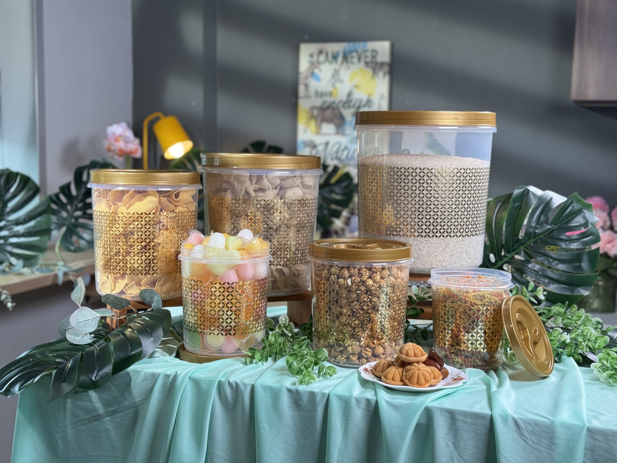 Jumbo Air Tight Canister Set 6pcs - Balang Raya Emas