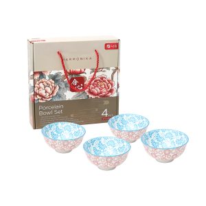 Harmonika Porcelain Rice Bowl 4.5" Set 4pcs - Oriental