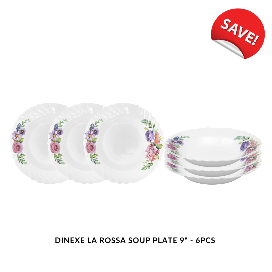 Dinexe Opal Glass Soup Plate 9" Set 6pcs - La' Rossa