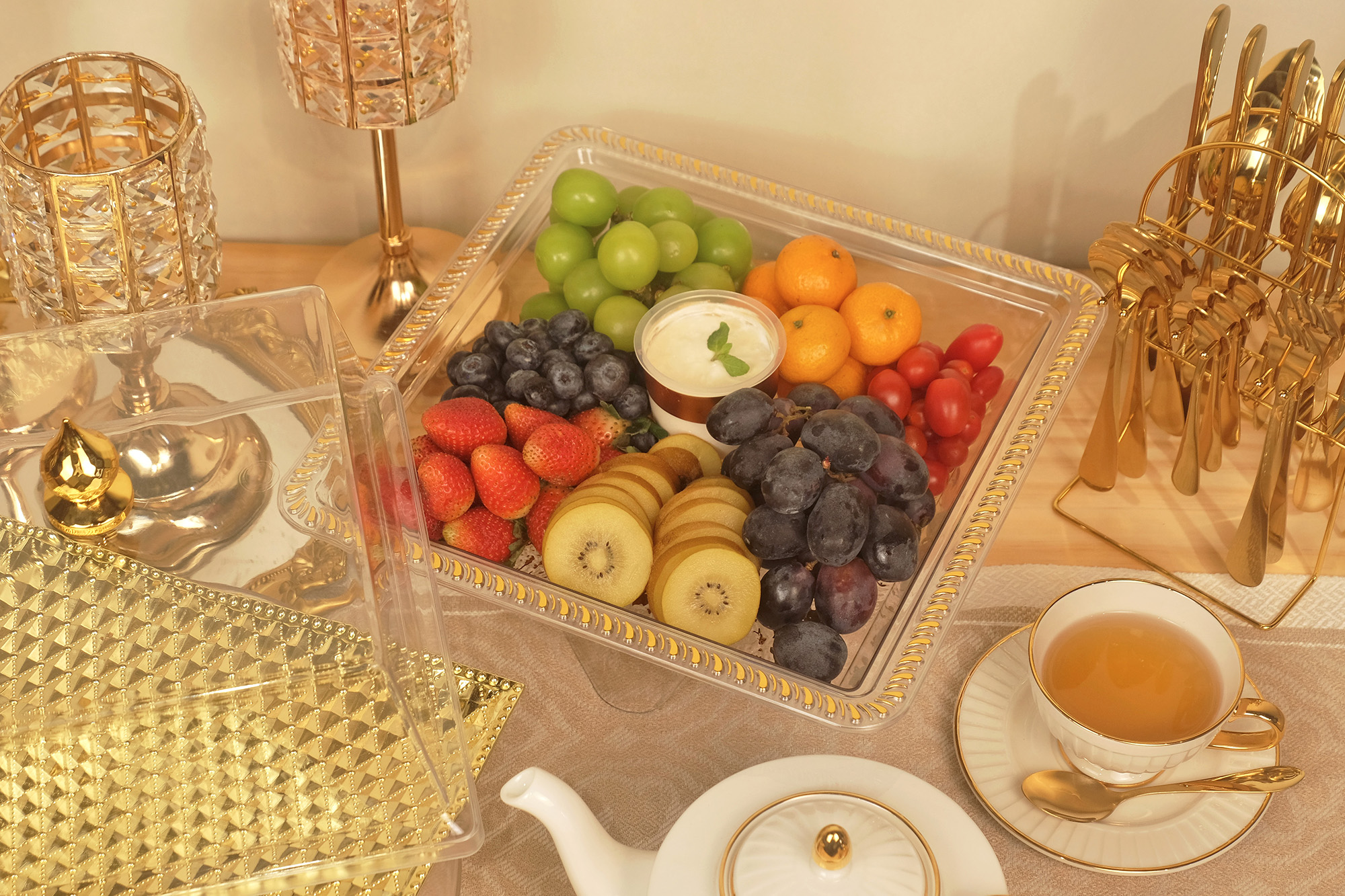 Fabian PET Square Serving Tray With Lid 30cm