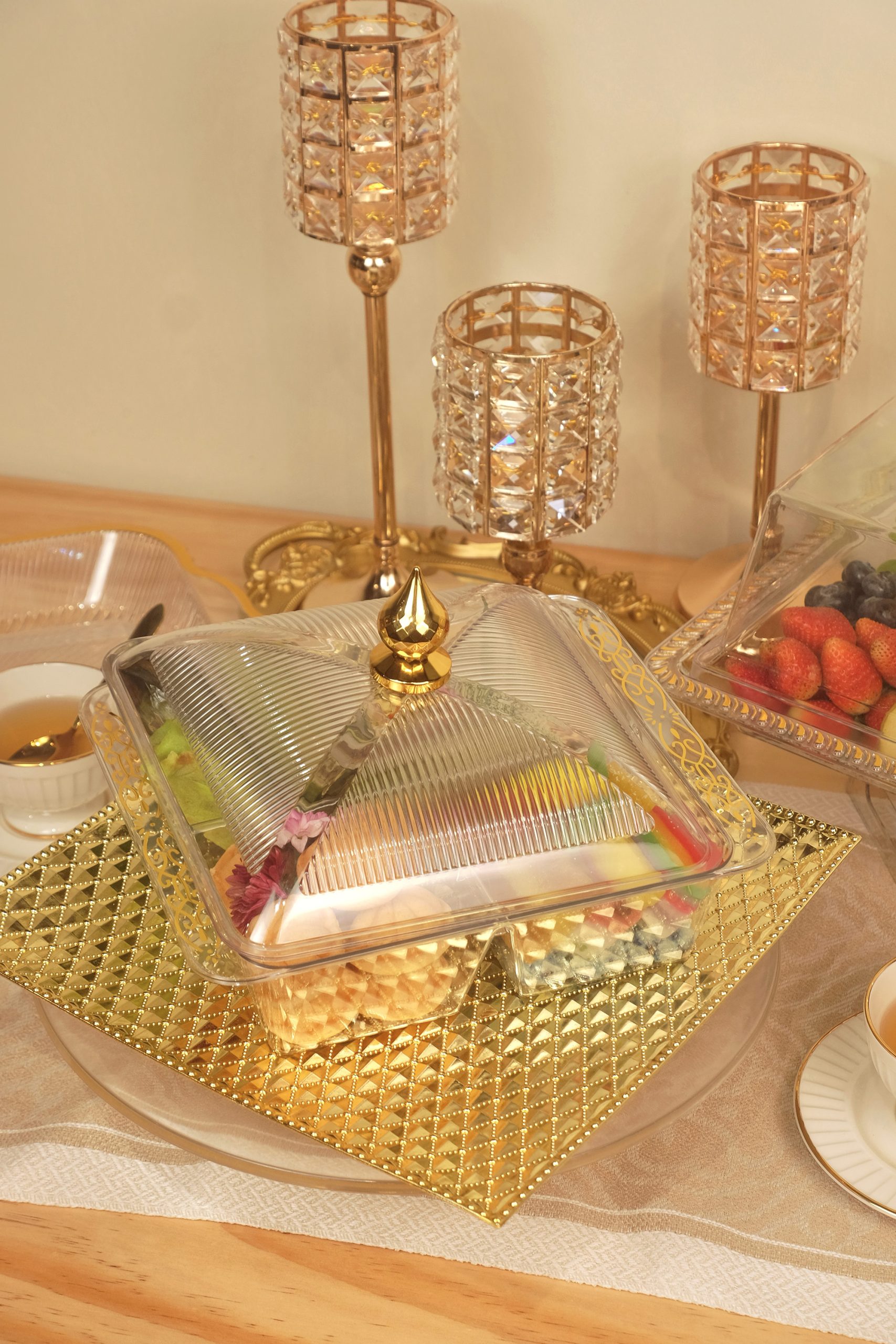 Fabian PET Square Serving Tray With Lid 4 Compartments 25cm