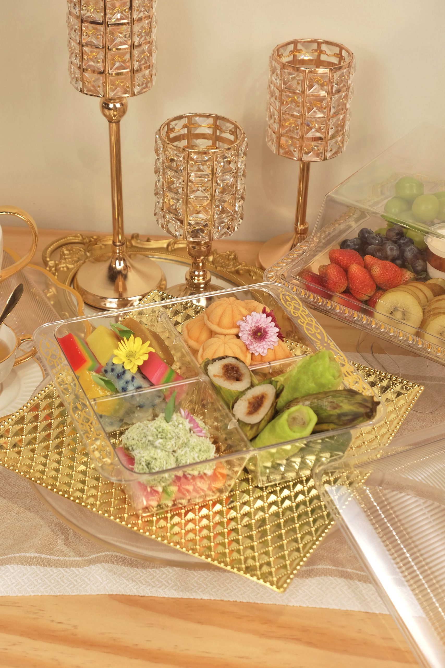 Fabian PET Square Serving Tray With Lid 4 Compartments 25cm